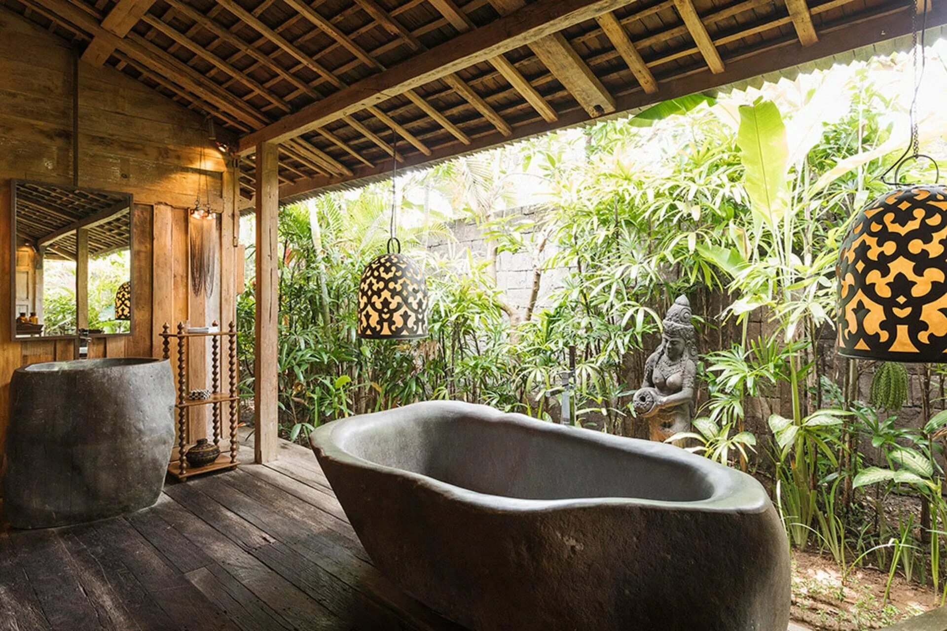 Ванная комната Балли в стиле Бали. Индонезия Бали интерьер. Вилла в балийском стиле. Интерьер спа Балийский стиль.