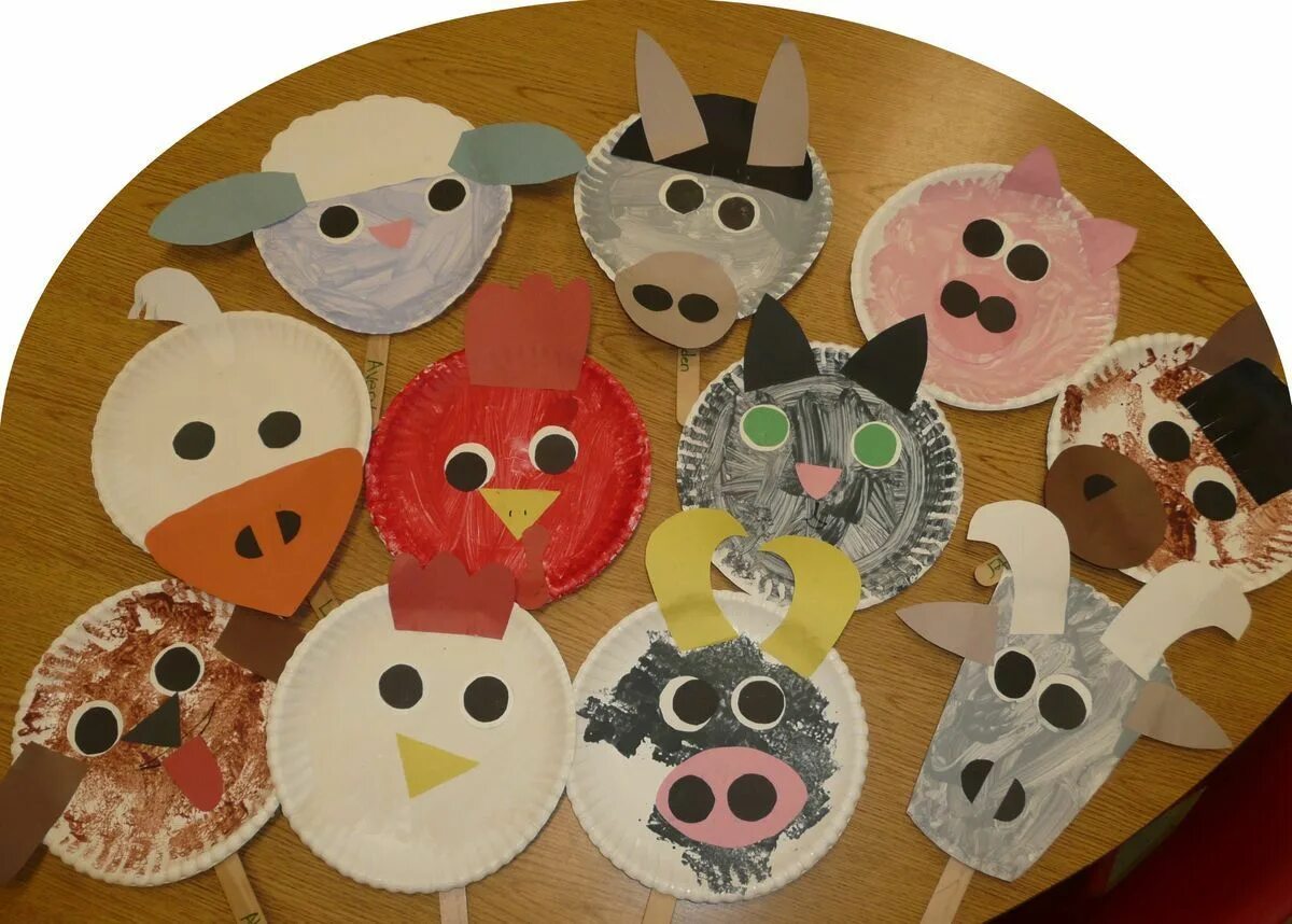Farm animals craft for kids. Animal craft. Поделки с животными. Handicraft for kids animals. Маски из тарелок.