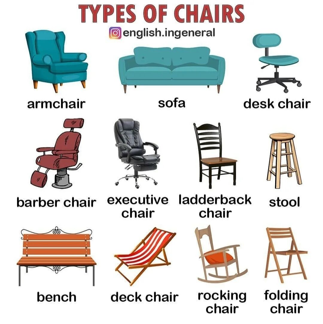 Стул по английскому. Стол и стул по английскому. Мебель на английском. Разновидности стульев. Сидеть перевести на английский