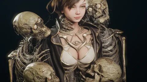 3D c4d Character cinema4d girls skull stylized women Zbrush.