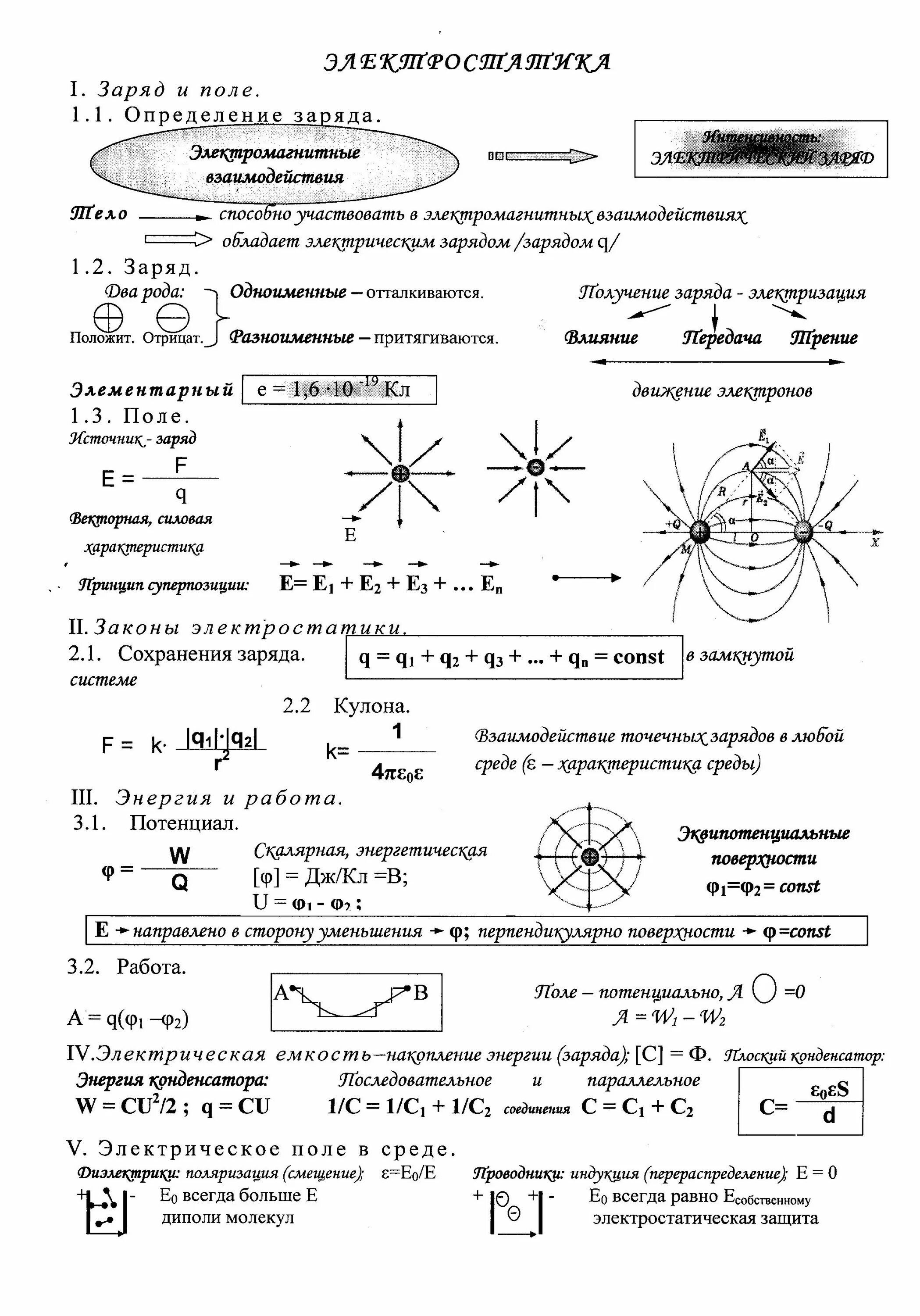 Опорный конспект Электростатика 10 класс. Электростатика формулы 10кл. Электростатика физика 8 класс. Формулы электростатики по физике 10. Работа электрического поля самостоятельная работа 10 класс