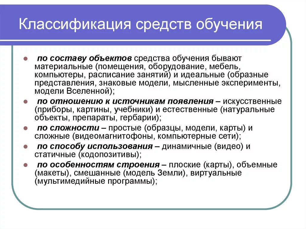 Классификация средств обучения по способу использования. Классификация средств обучения в педагогике. Средства обучения классификация средств обучения. Кластфикация средств об. Какие средства обучения можно использовать на экзаменах