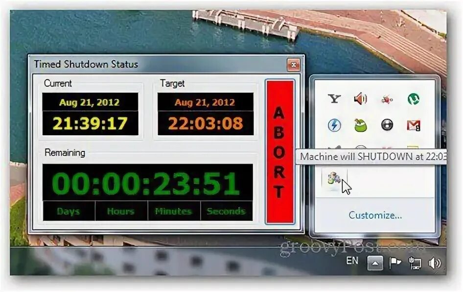 Timed shutdown. Timed shutdown