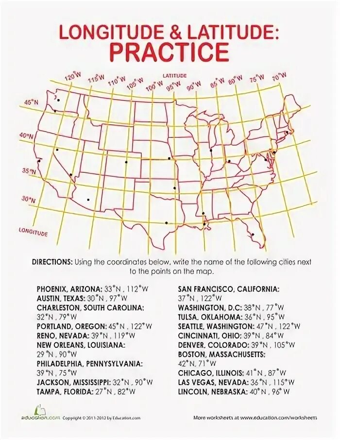 Practice map. Longitude and latitude worksheets. latitude worksheet. geographic coordinates worksheet. map to practice directions.