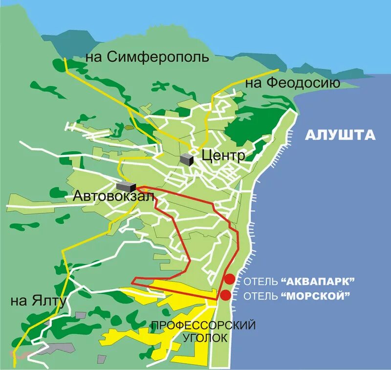 Показать на карте пансионат. Профессорский уголок Алушта карта. Алушта Профессорский уголок на карте Алушты. Пляж Профессорский уголок Алушта на карте. Карта побережья Алушты.