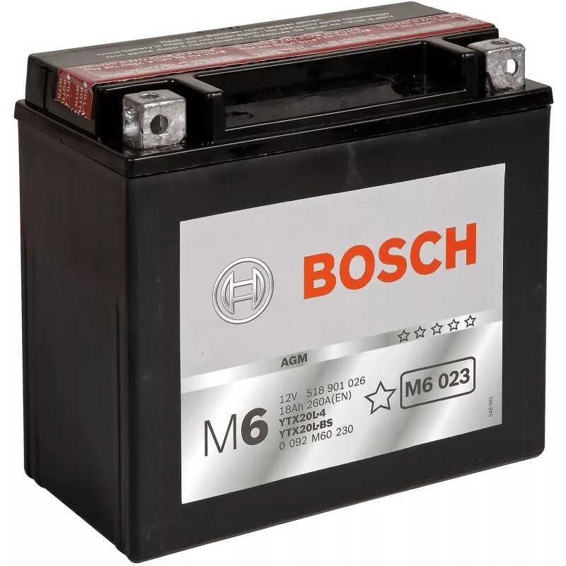 Купить аккумулятор бош 12. Аккумулятор Bosch 0092m60230. Аккумулятор Bosch мото 12v20. Bosch AGM 18 А/Ч (гелевый) ytx20l-BS. Bosch m6 023 12v 18ah.