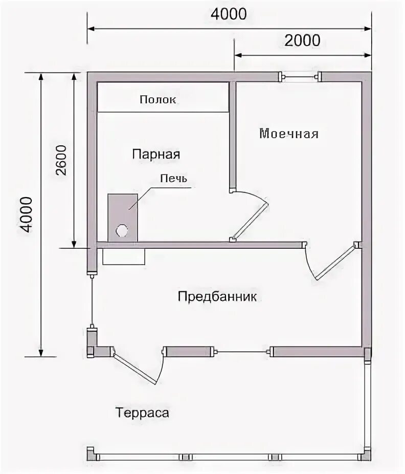 Расположение бани 4 на 4 Проект "Ока-1К" каркасная баня 4х4. Строительство под ключ в Москве и Московской