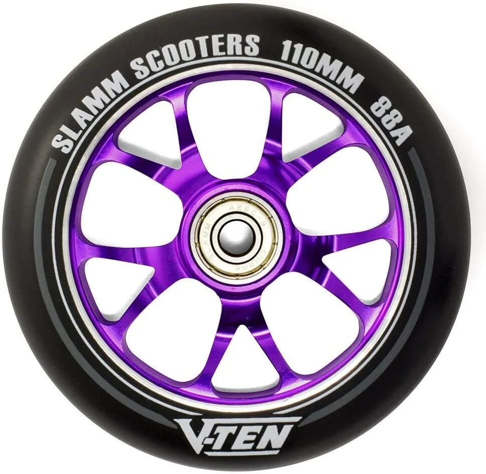 Фиолетовый колесо. Колесо для самоката 110 мм alu wheels. колёса для трюкового самоката 110 мм фиолетовые. колеса н атрюковой саморкат 110mm ten голубо-белые. колеса для самоката slamm.