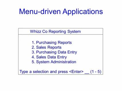 Menu driven
