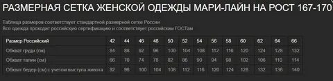 Какая размерная сетка