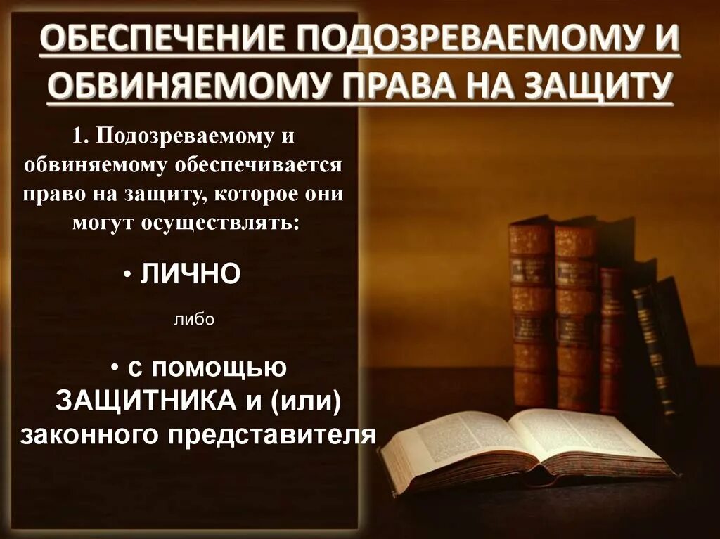 Право на защиту в уголовном процессе. Принцип обеспечение обвиняемому и подозреваемому прав защиты.