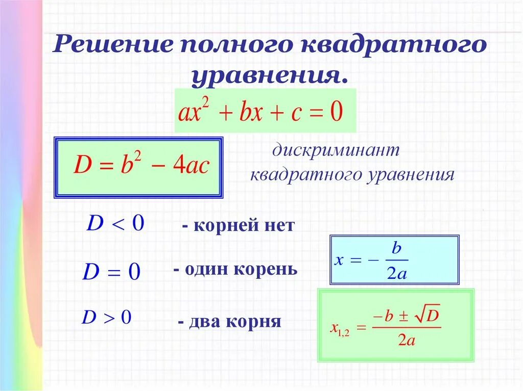 Решение квадратных уравнений с помощью дискриминанта. Как решать уравнения с дискриминантом. Решение квадратных уравнений через дискриминант. Формула решения квадратного уравнения через дискриминант.