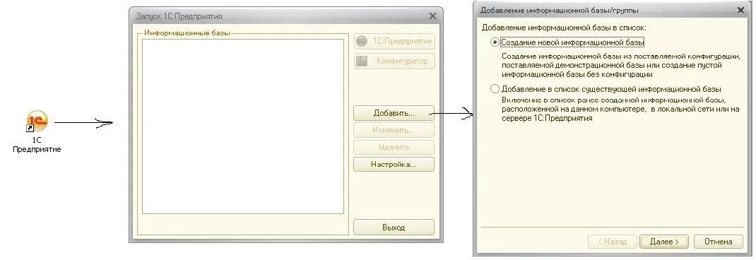 База данных 1с предприятие 8.3. Добавление информационной базы 1с 8.3. Создан информационной базы 1с сервер. 1с добавление информационной базы.