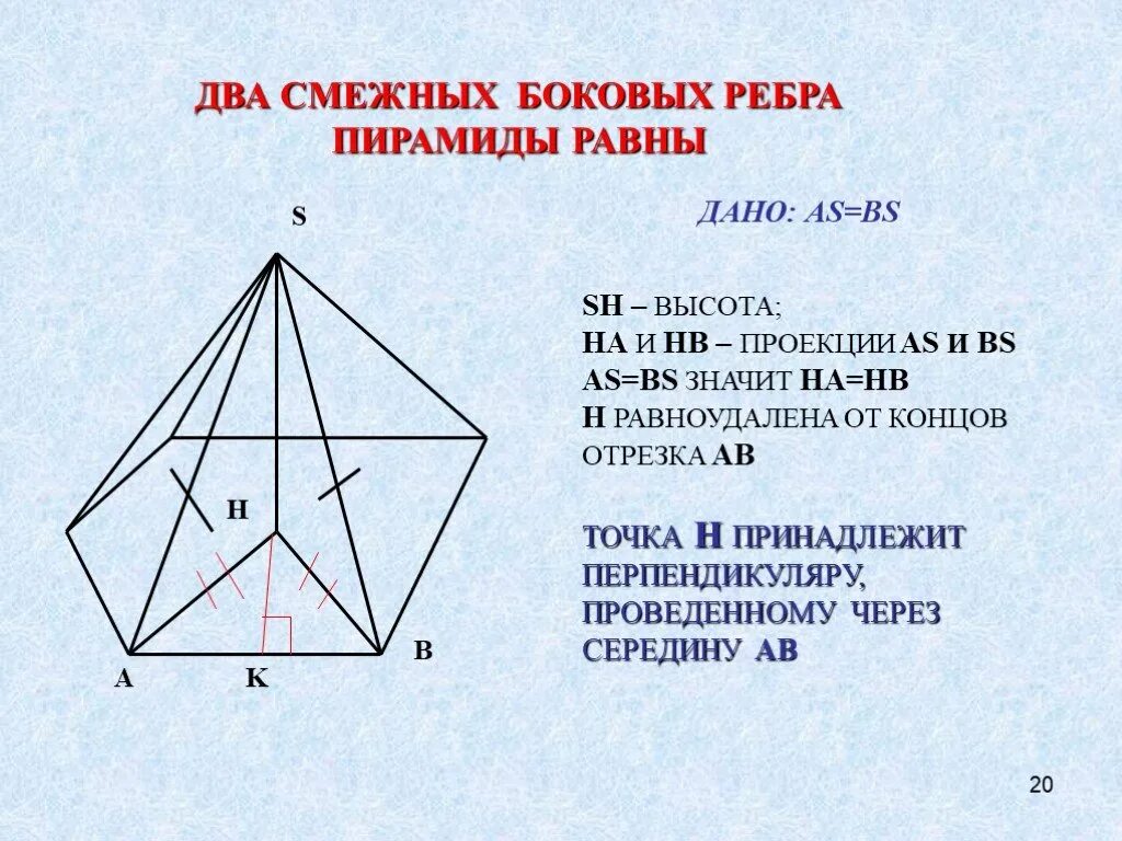 Смежные грани пирамиды