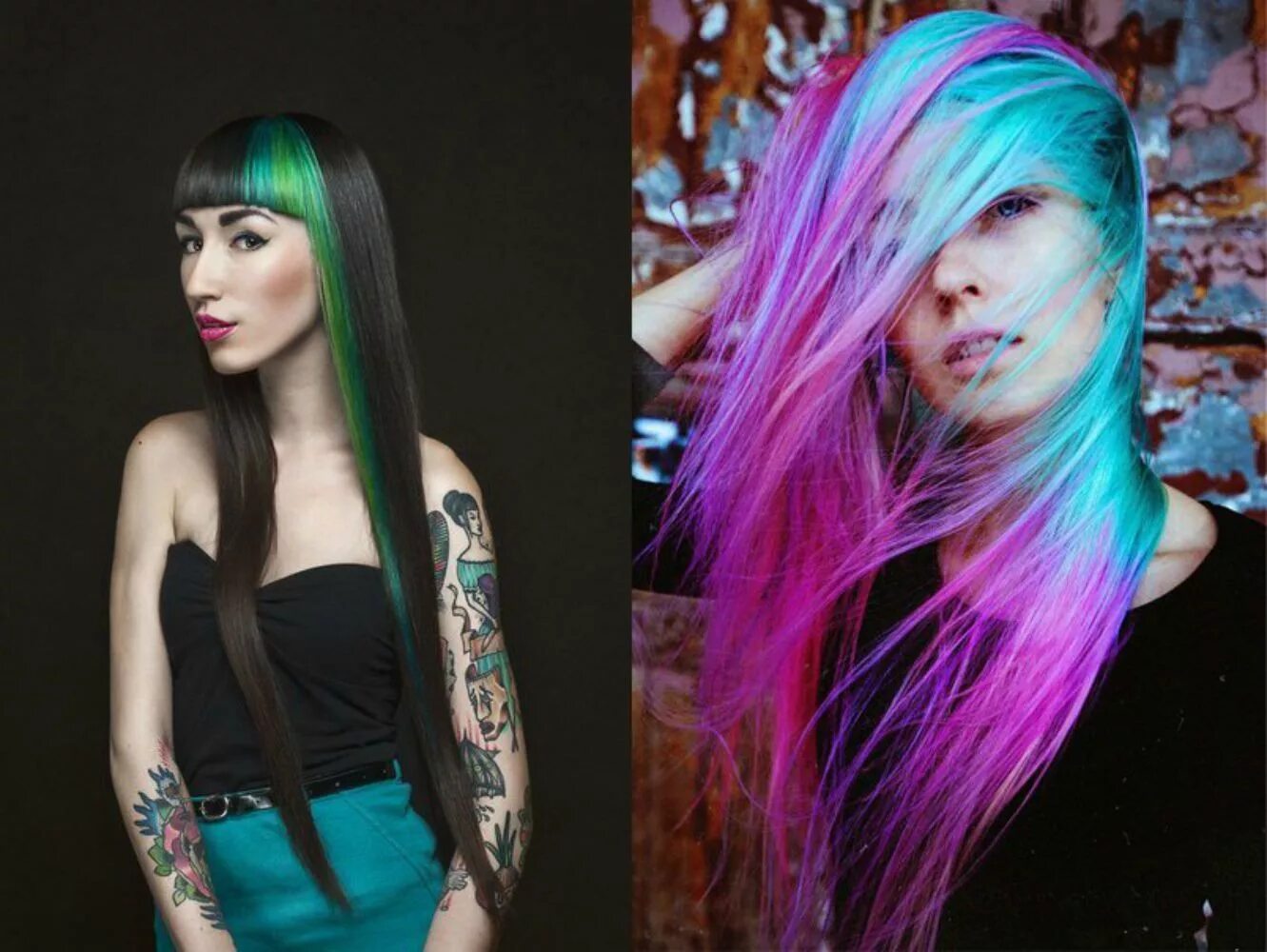 газ цвет. интересный цвет волос. девушка с цветными прядями.