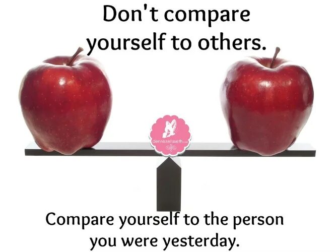 Compare yourself. Comparing yourself to others. Don't compare yourself to others. Compare to others.