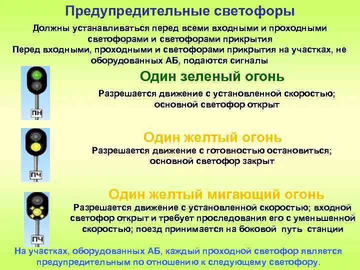 Что означает показание светофора. Один зелёный огонь светофора. Входной маршрутный светофор ржд 3 желтых. Входной сигнал жд. Горочные светофоры на жд сигналы.