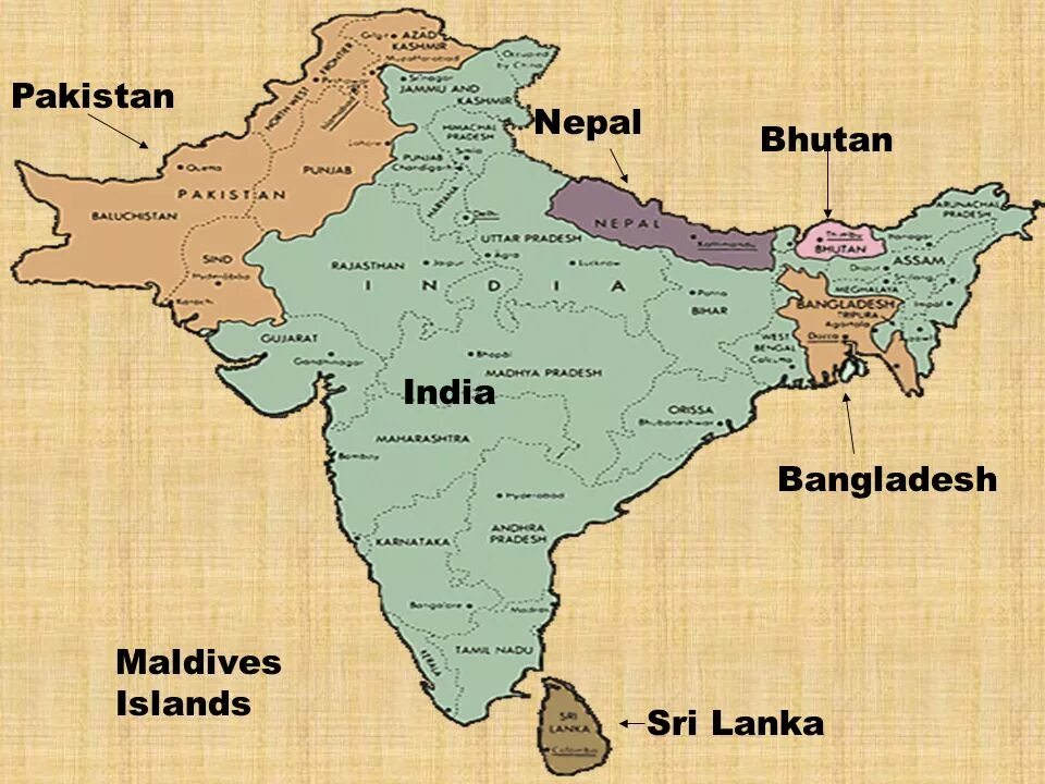 Индия и Пакистан на карте. Разделение Индии на Индию и Пакистан 1947 год. Индия и Непал на карте. Карта Индии 1947. Пакистан бутан