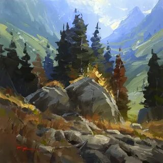 The French Alps, Online Painting Lessons Landscape paintings, Landscape art, Onl