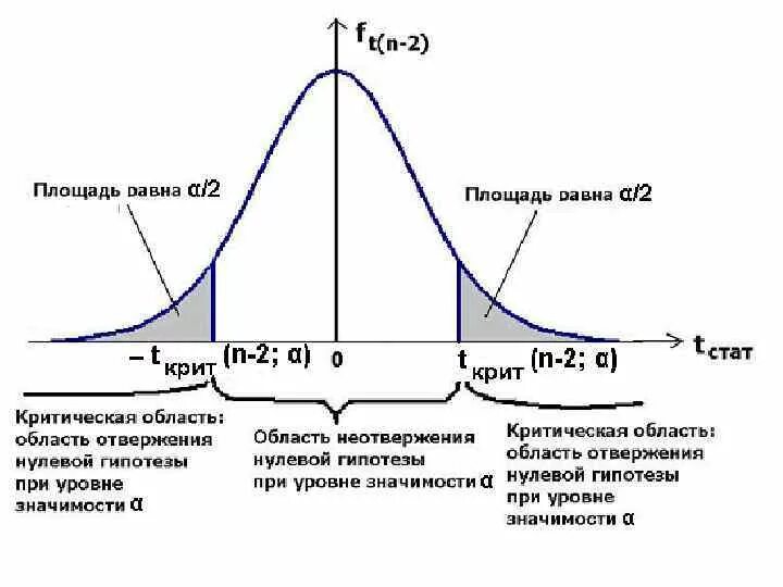 Критическая гипотеза. Критическая область и область принятия гипотезы. Двусторонняя критическая область. Уровень значимости при проверке гипотезы. Уровень значимости в статистике.