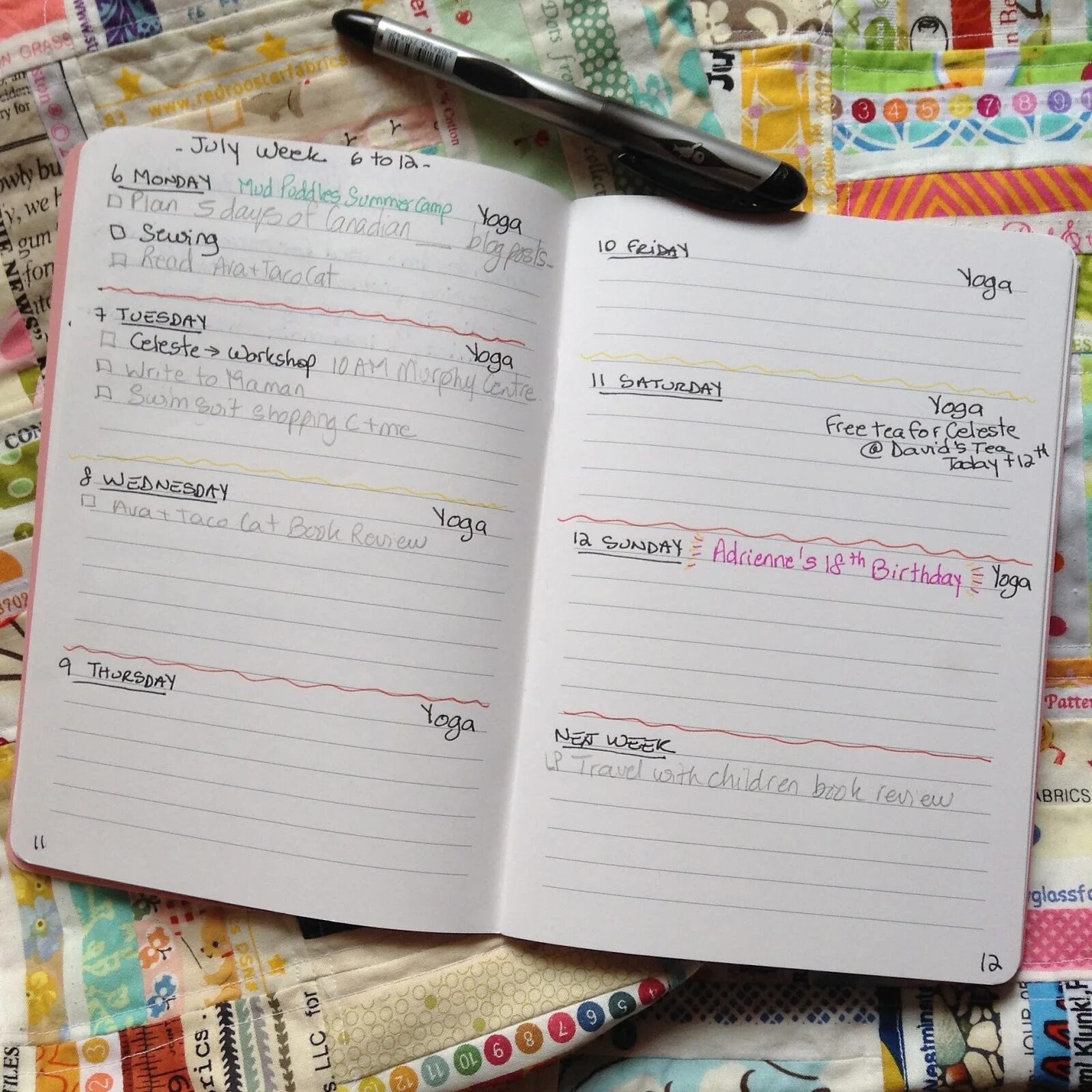 Week journal. Weekly journal.