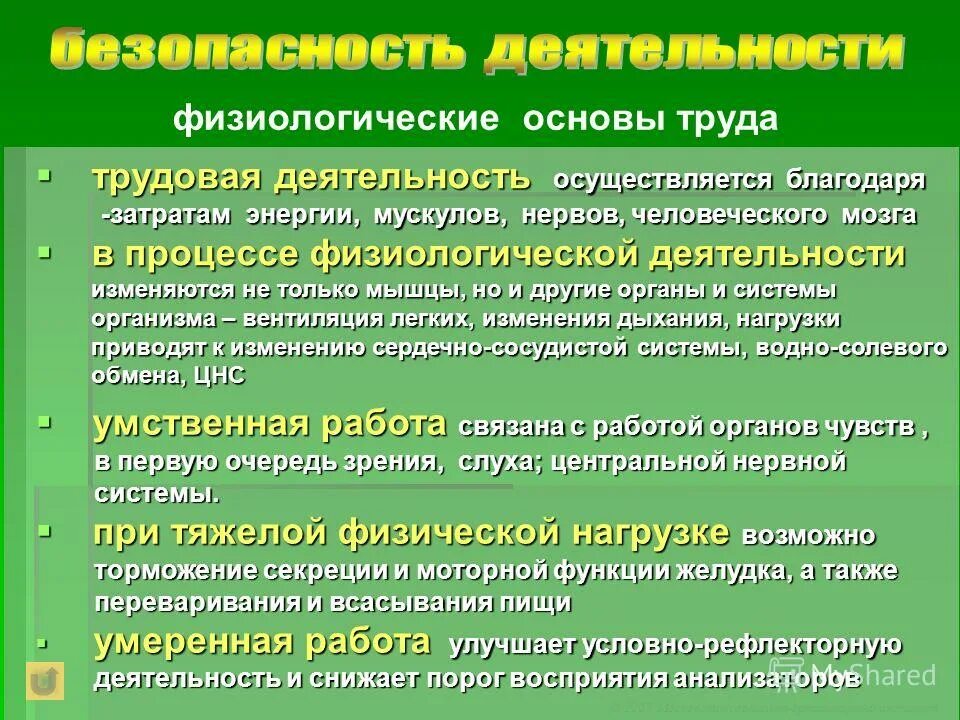 Функции активности человека