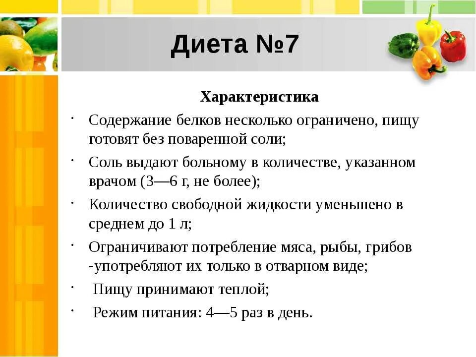 Меню при пиелонефрите