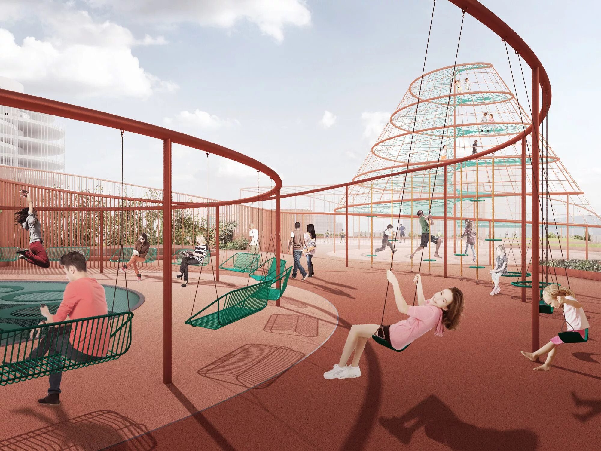 Playground вышло обновление. Jaja Architects детская площадка. Современные спортивные площадки. Креативные спортивные площадки. Спортивная площадка будущего.