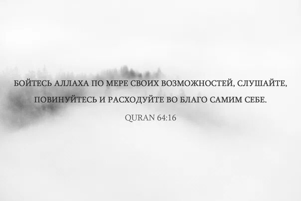 Бойтесь всевышнего. Бойтесь Аллаха по мере своих. По бойтесь Аллаха. "Бойся Аллаха по мере своих возможностей". Щедро трать на пути Аллаха по мере своих возможностей.