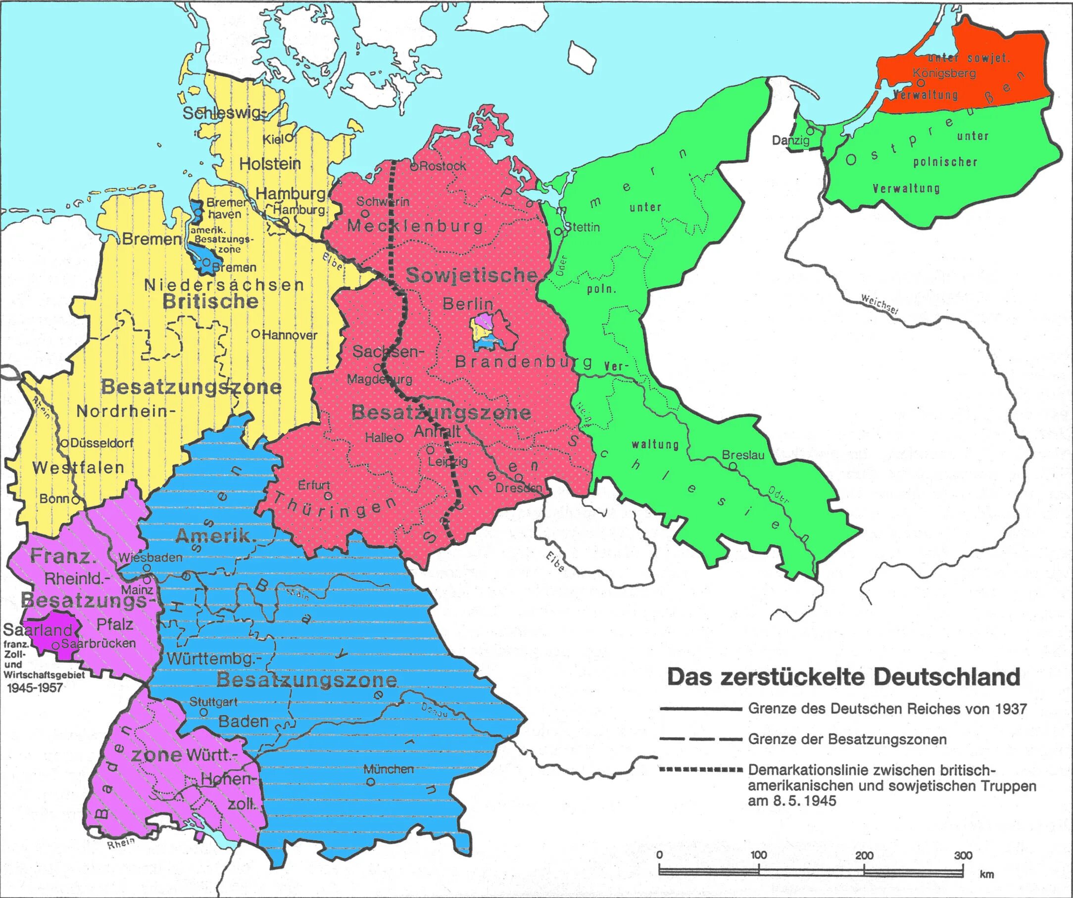 Названия германии в разное время. Оккупационные зоны Германии 1945. Оккупация Германии 1945 карта. Зоны оккупации Германии в 1945 карта. Разделение Германии на 4 оккупационные зоны карта.