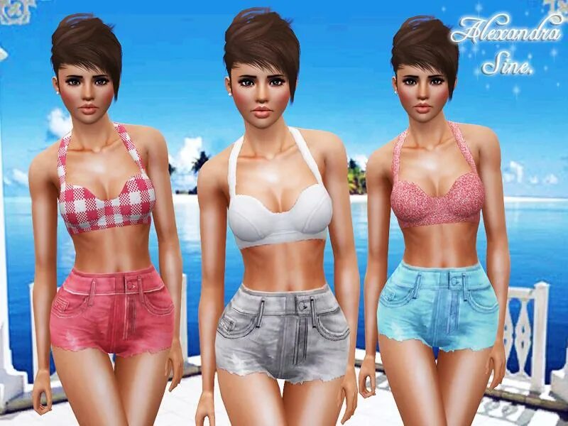 The sims package. Сис. summer set. the sims 3 late night new clothes. cutt-off shorts.