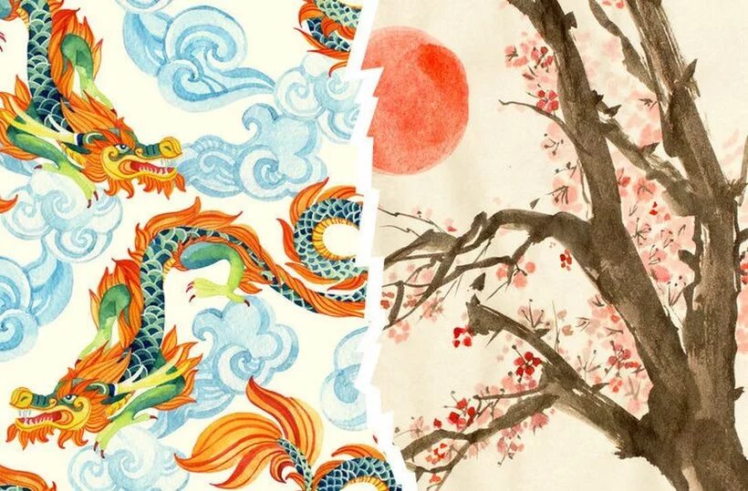 Разница китайского и японского. Культурные символы Китая. Китай и Япония. Китай рисунок. Символы Китая рисунки.