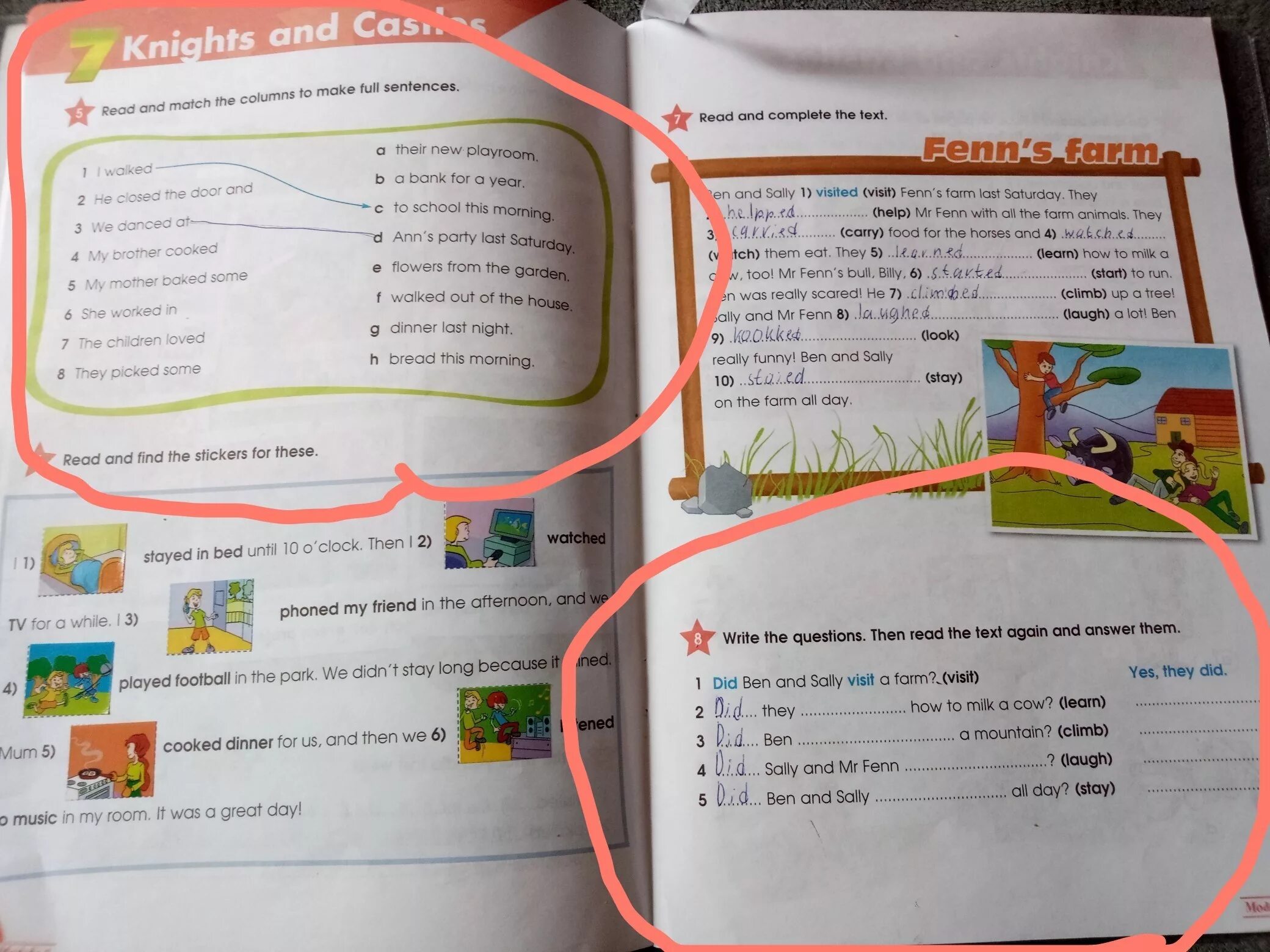 Answer in full sentences. Read and find the Stickers. Read and find the Stickers for these. Read and find the Stickers for these then Match the pictures to the descriptions 4 класс английский. Read and find the Stickers for these 3 класс.