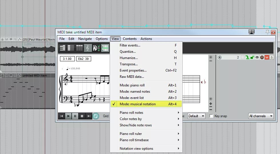 Как сделать reaper. Графическое отображение ноты. reaper midi отображение нот. миди в рипере. reaper настройка интерфейса.
