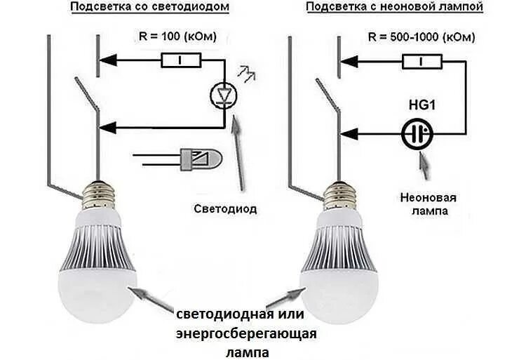 Почему не горит люстра. Схема подключения светодиода в выключателе с подсветкой. Схема осветительных ламп светодиодных. Схема освещения светодиодными лампами. Схема выключения света лампа выключатель.