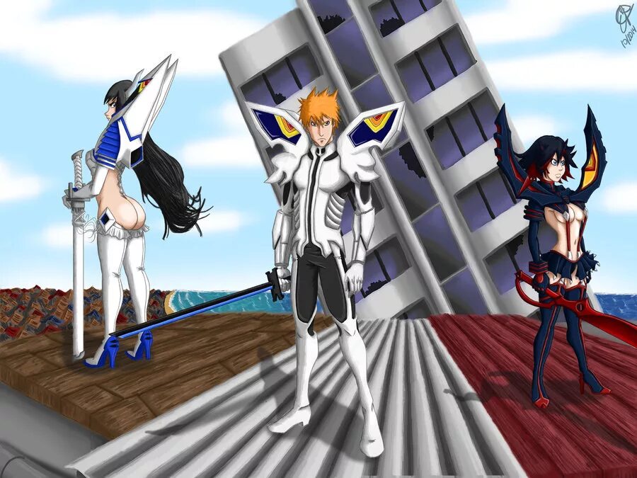 Ичиго в мире DXD. Kill la Kill Bleach. Ичиго гарем. Блич и DXD.