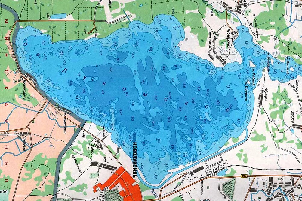 Глубина озера хорошего. Карта глубин озера Лукомльское. Карта глубин Новолукомльского озера. Карта глубин озера Новолукомль. Озеро Лукомское карта глубин.