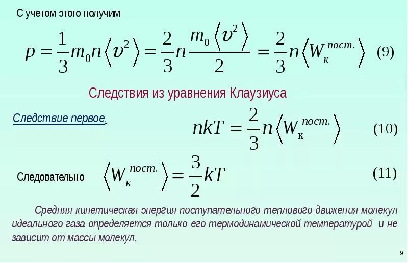 Энергия поступательного движения газа