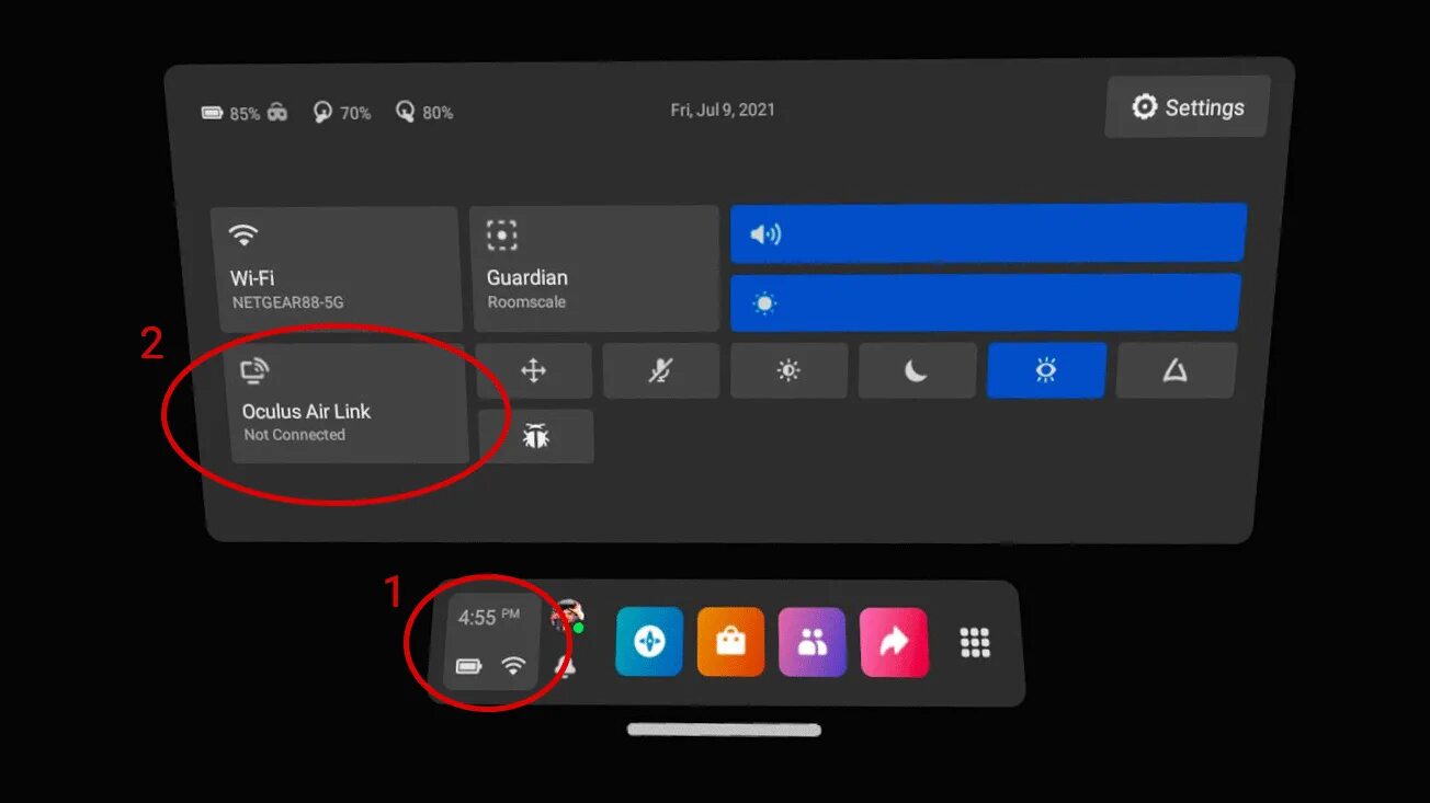 Oculus quest 2 wifi. Airlink Oculus Quest 2. Link Oculus меню. Oculus меню настроек.