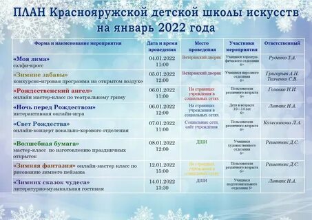 Школа искусств план работы