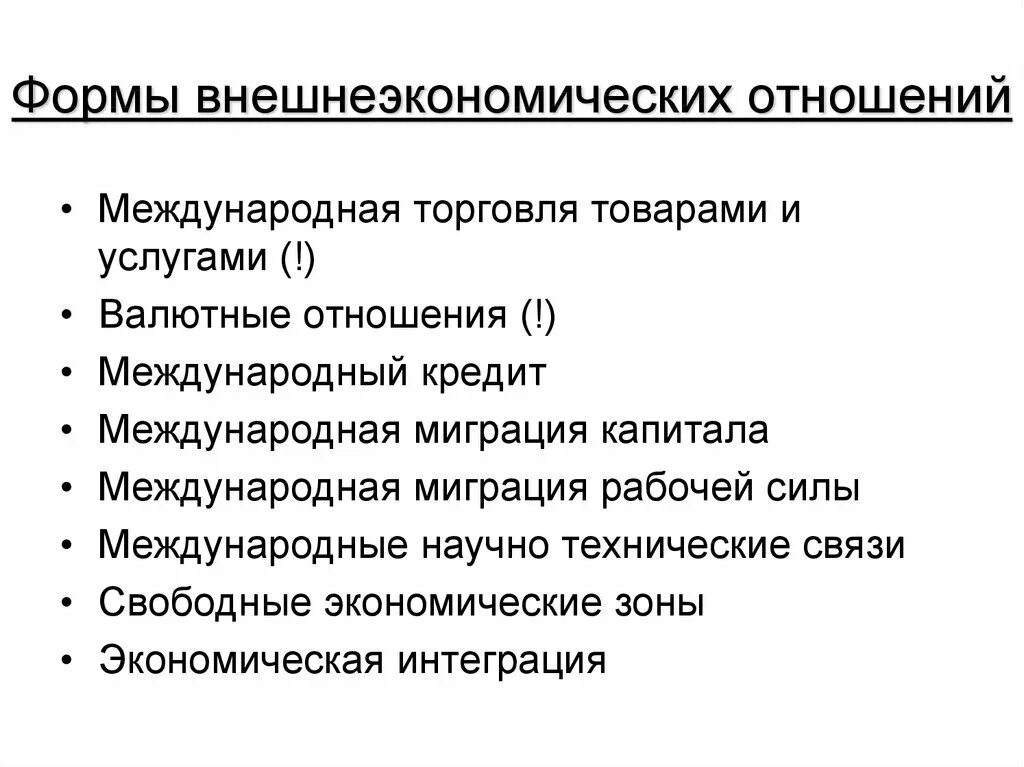 Назовите формы международных