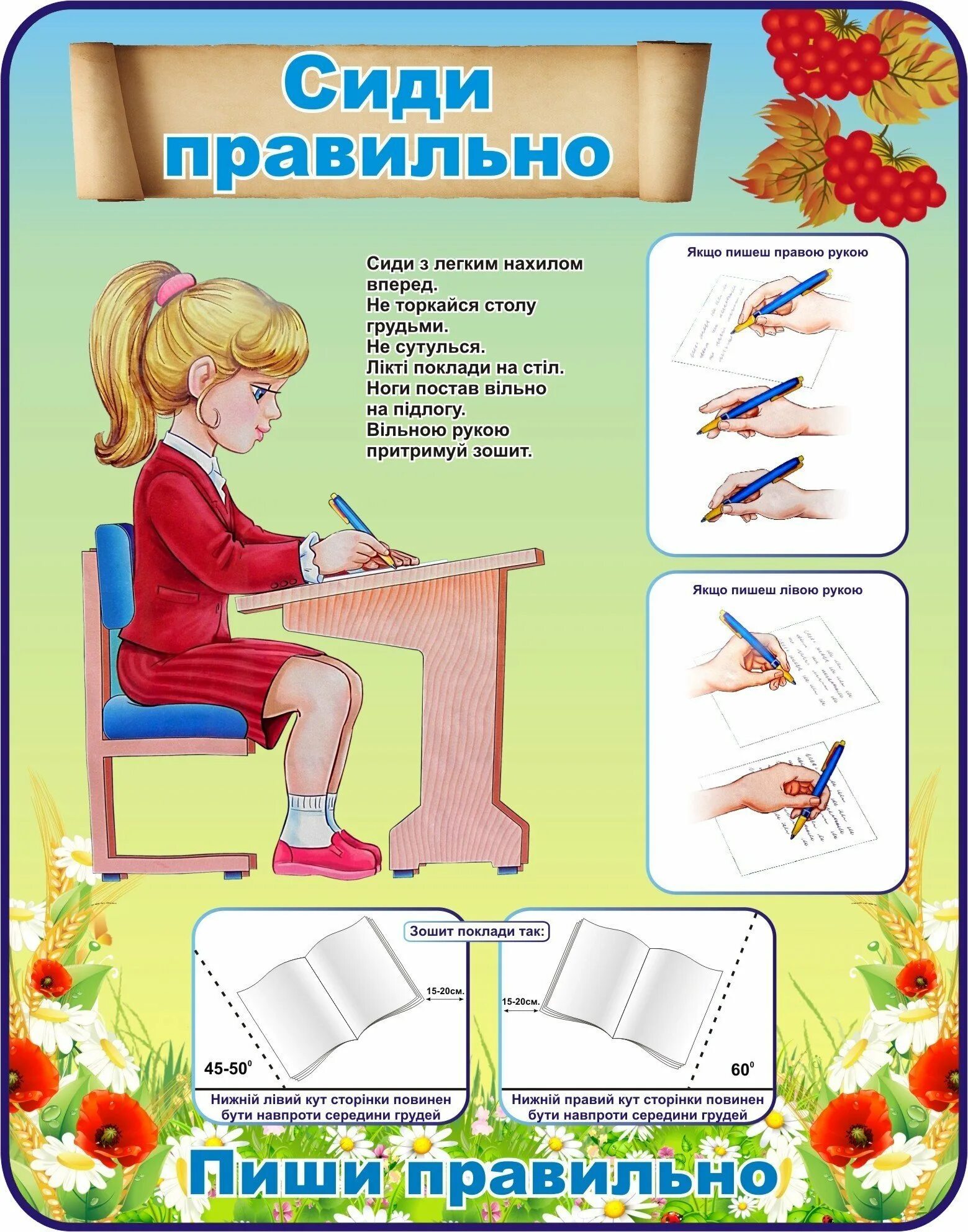 Правила правильной посадки. Стенд сиди правильно в начальной школе. Правильная посадка за партой для начальной школы. Плакат сидим правильно. Правильно сиди при письме плакат.