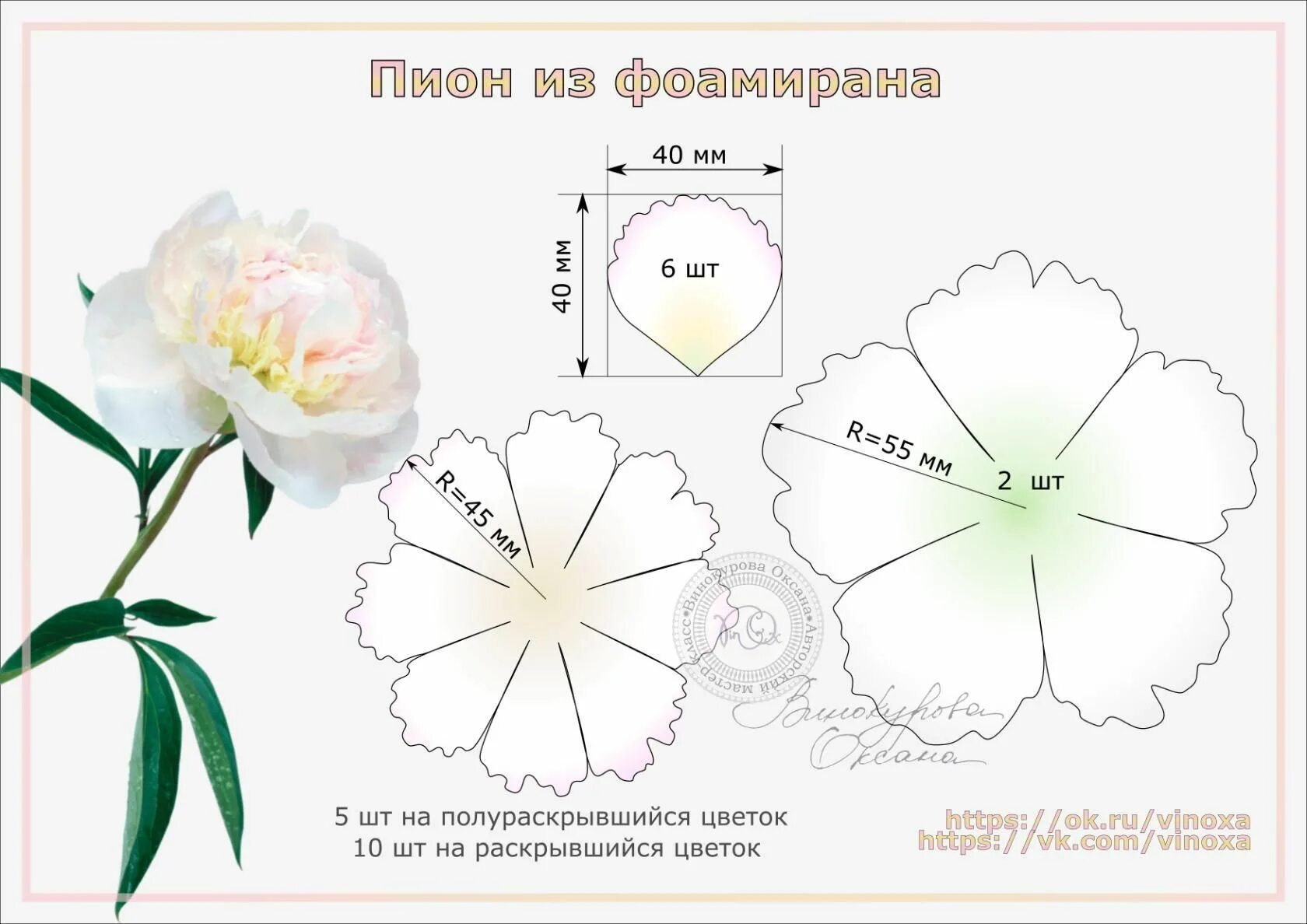 Большое цветы из бумаги схема