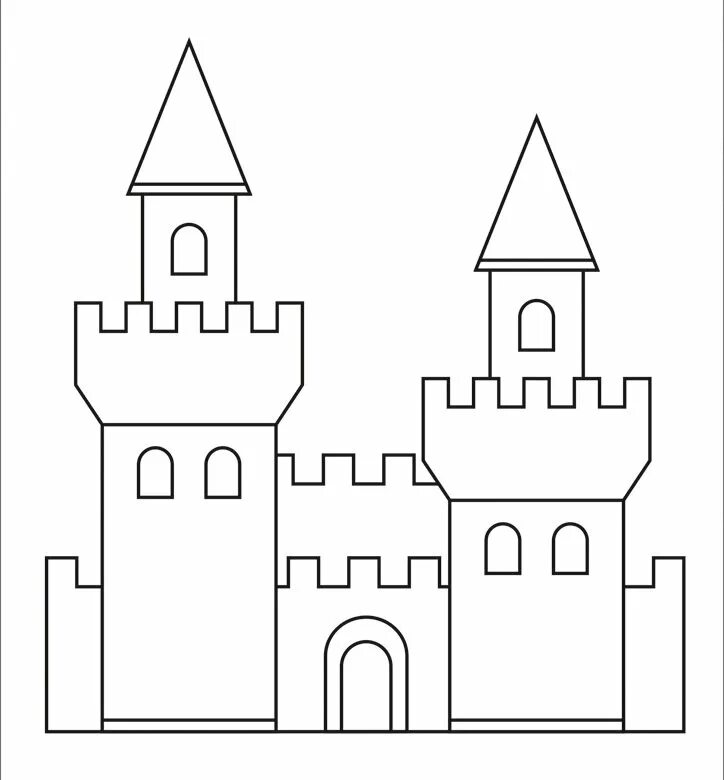 Замок шаблон для вырезания. Развертка замка. Аппликация замок. Замок контур. Замок шаблон для вырезания распечатать.