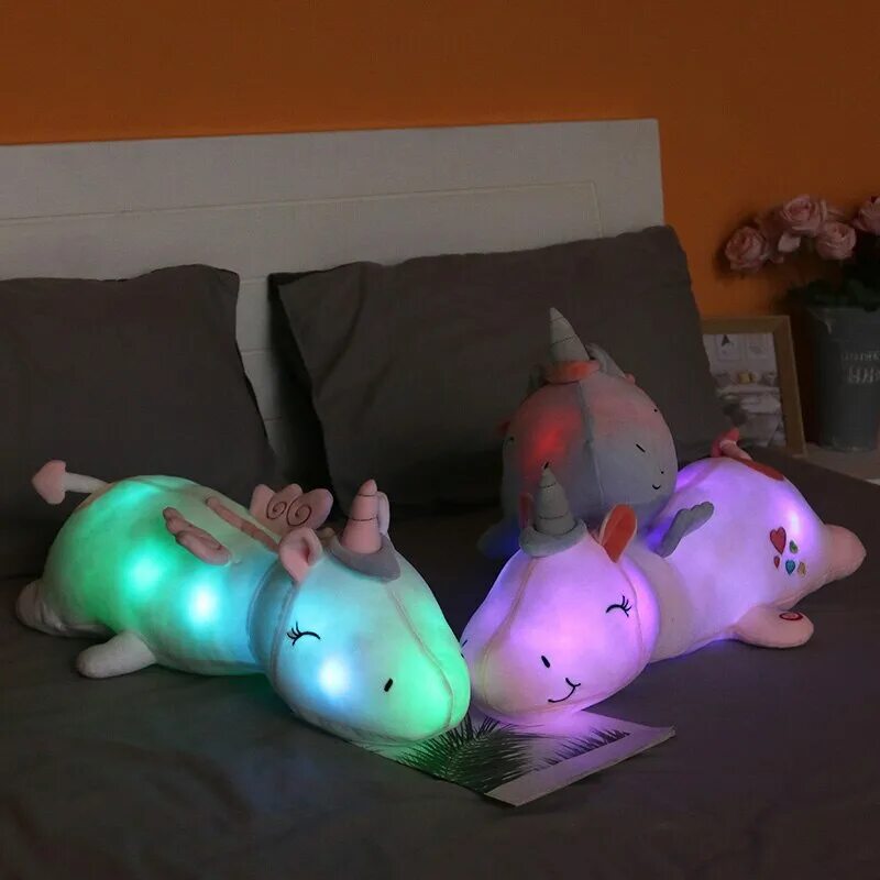 Светящиеся единороги. Светящийся Единорог игрушка. Светящиеся подушки. Мягкий светящийся Единорог. Светящиеся Единорог со светодиодной подсветкой.