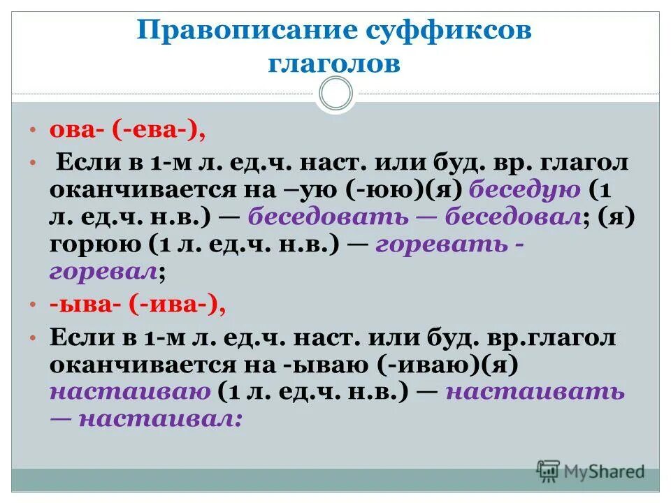 Ыва ива в глаголах упражнения