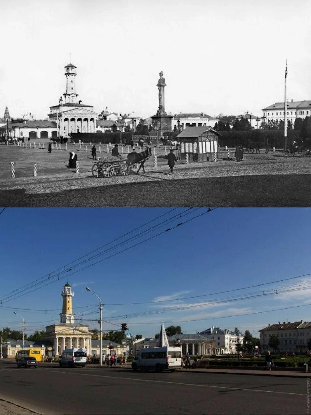 Какой год был сто лет назад. Кострома 100 лет назад и сейчас. Кострома 1800 годы. Дореволюционная Кострома в фотографиях. Старый центр Кострома.
