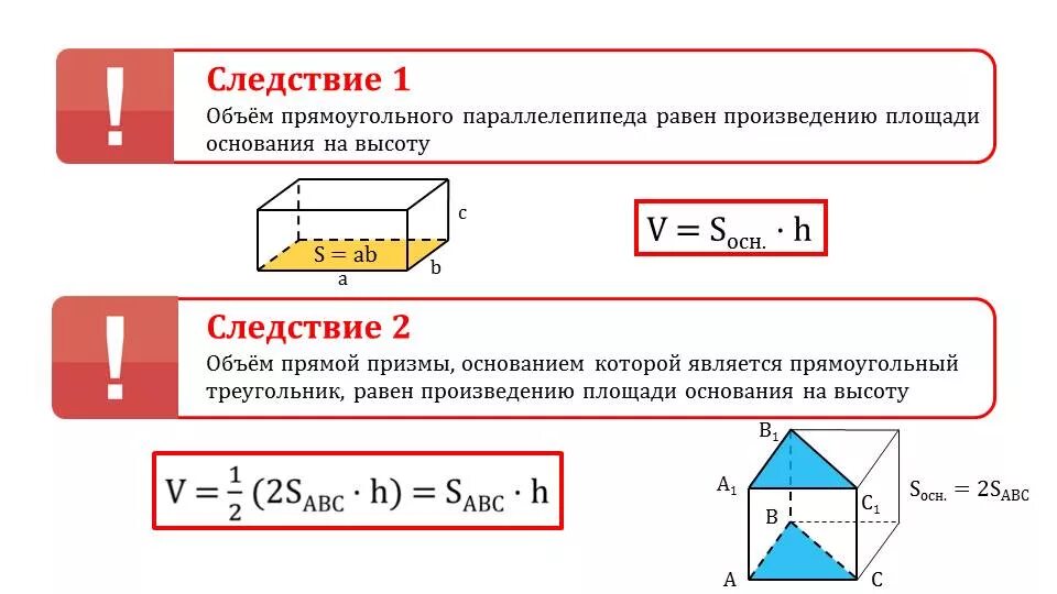 Формула площади прямоугольного параллелепипеда. Объем треугольного параллелепипеда формула. Объем прямоугольного параллелепипеда 2 формулы. Формула объема параллелепипеда высота и основания. Формула объема прямого параллелепипеда.