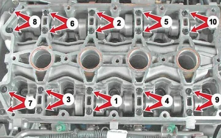 Затяжка болтов гбц ваз 2112. Момент протяжки ГБЦ ВАЗ 2112. Момент протяжки клапанной крышки ВАЗ 2112. Крышка крепления распредвалов ВАЗ 2112. Протяжка ГБЦ ВАЗ 2110 16 клапанов.