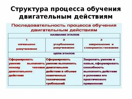 Процесс обучения любому двигательному действию